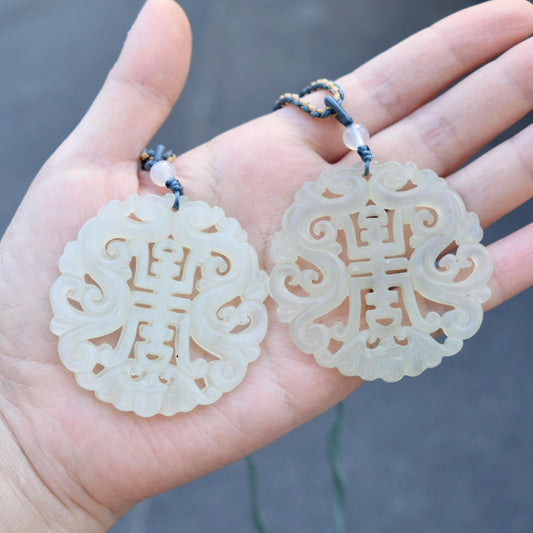 Longevity Circle Large Pendant Necklace - 岫玉壽吊墜