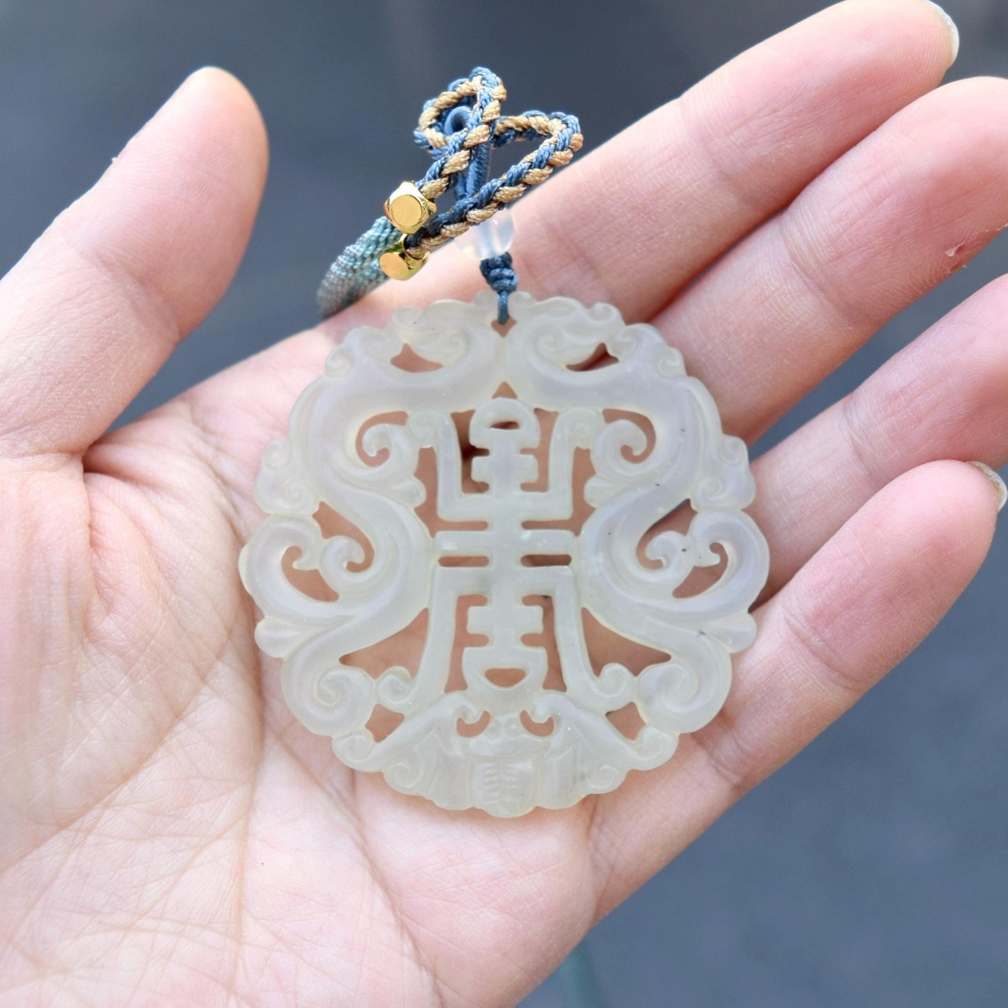 Longevity Circle Large Pendant Necklace - 岫玉壽吊墜
