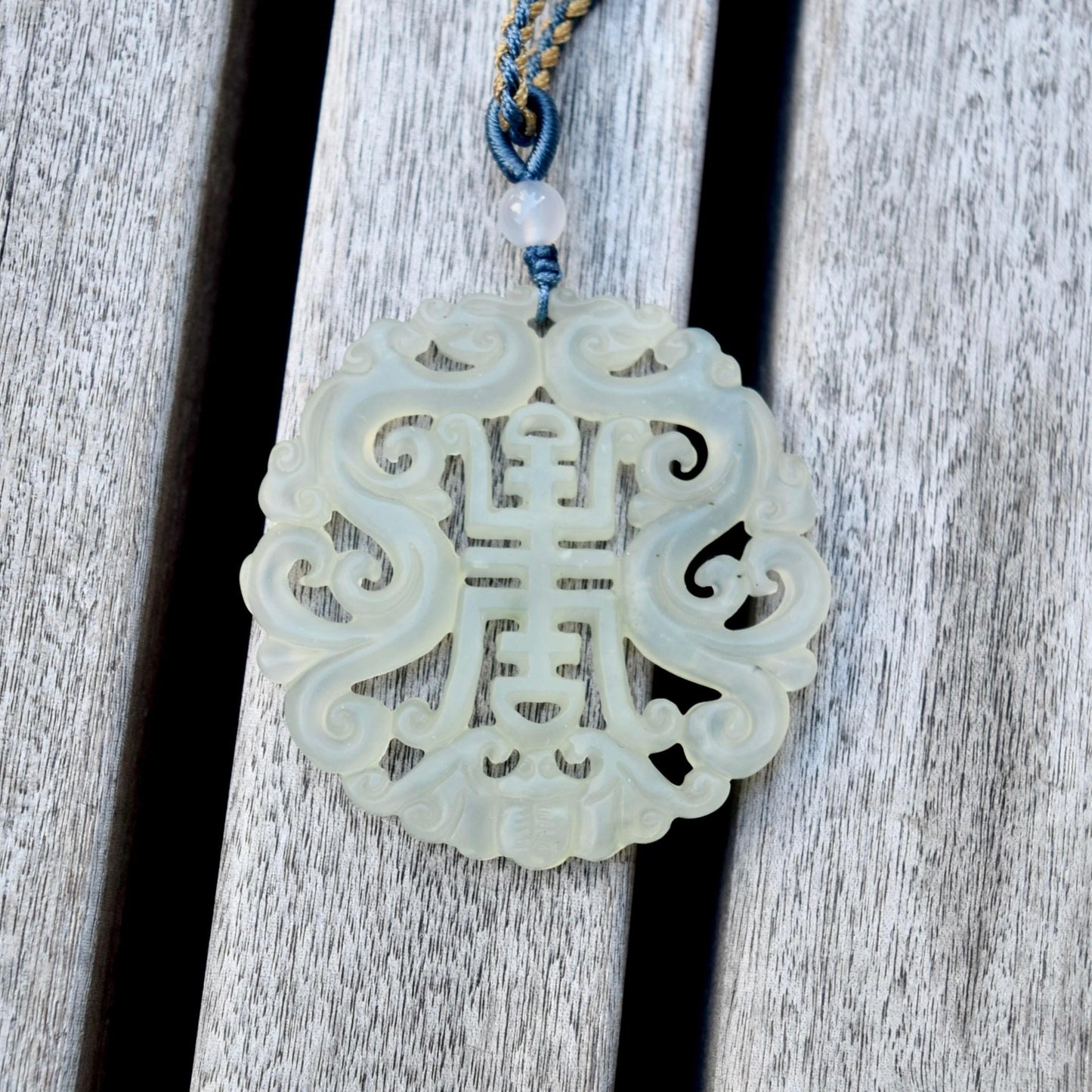 Longevity Circle Large Pendant Necklace - 岫玉壽吊墜