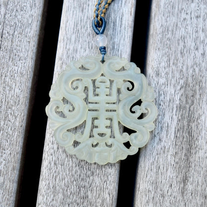 Longevity Circle Large Pendant Necklace - 岫玉壽吊墜
