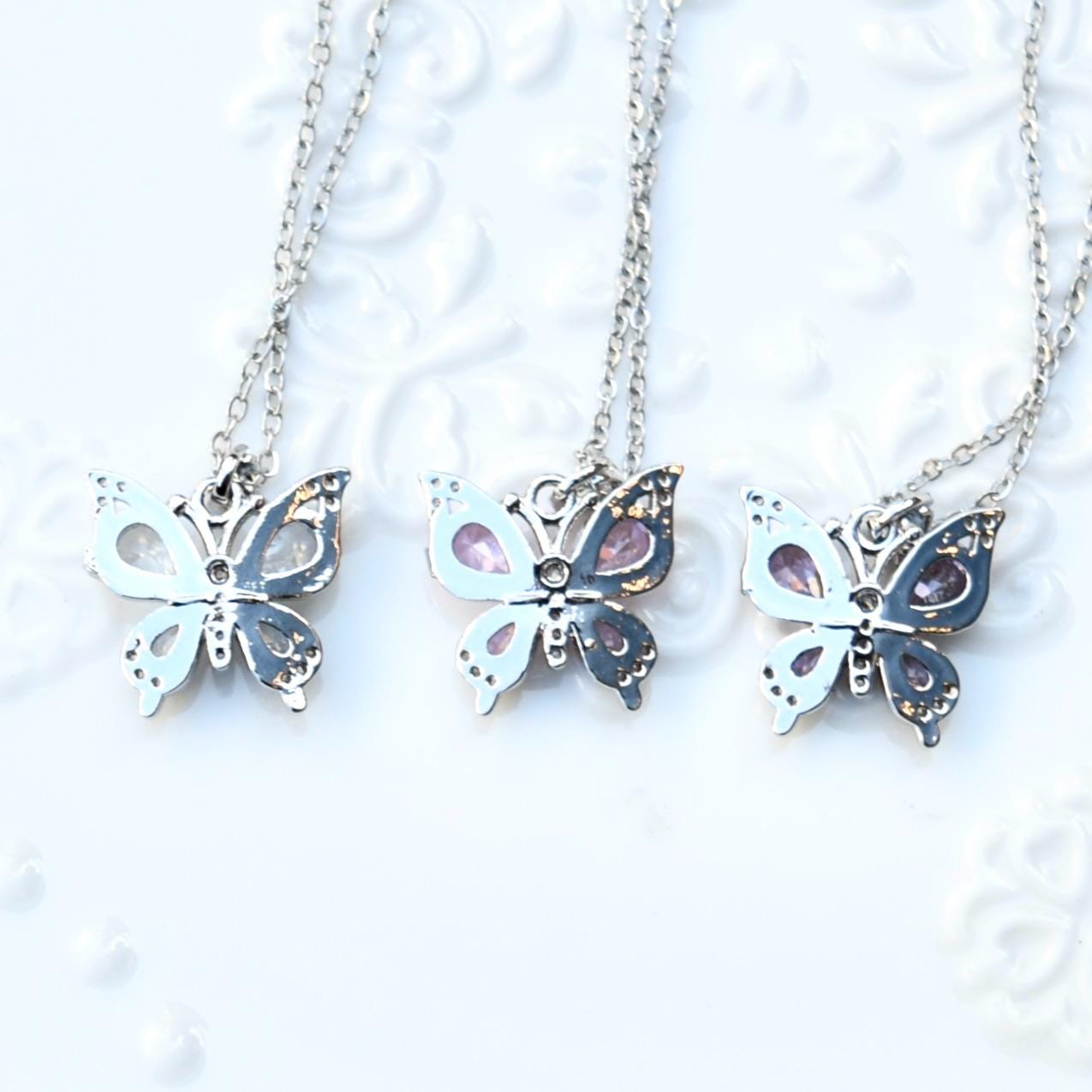 Colorful Crystal Butterfly Necklace - Stainless Steel Necklace