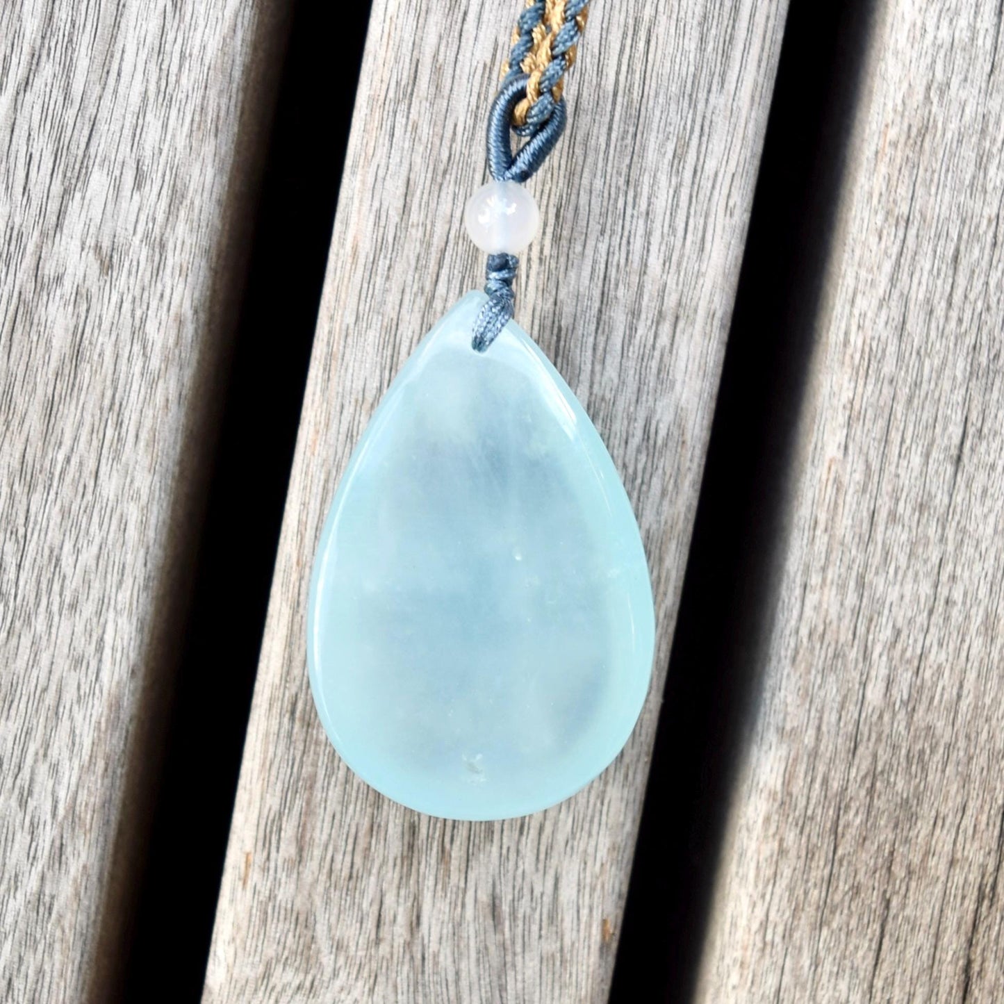 Aquamarine Teardrop Pendant Rope Necklace