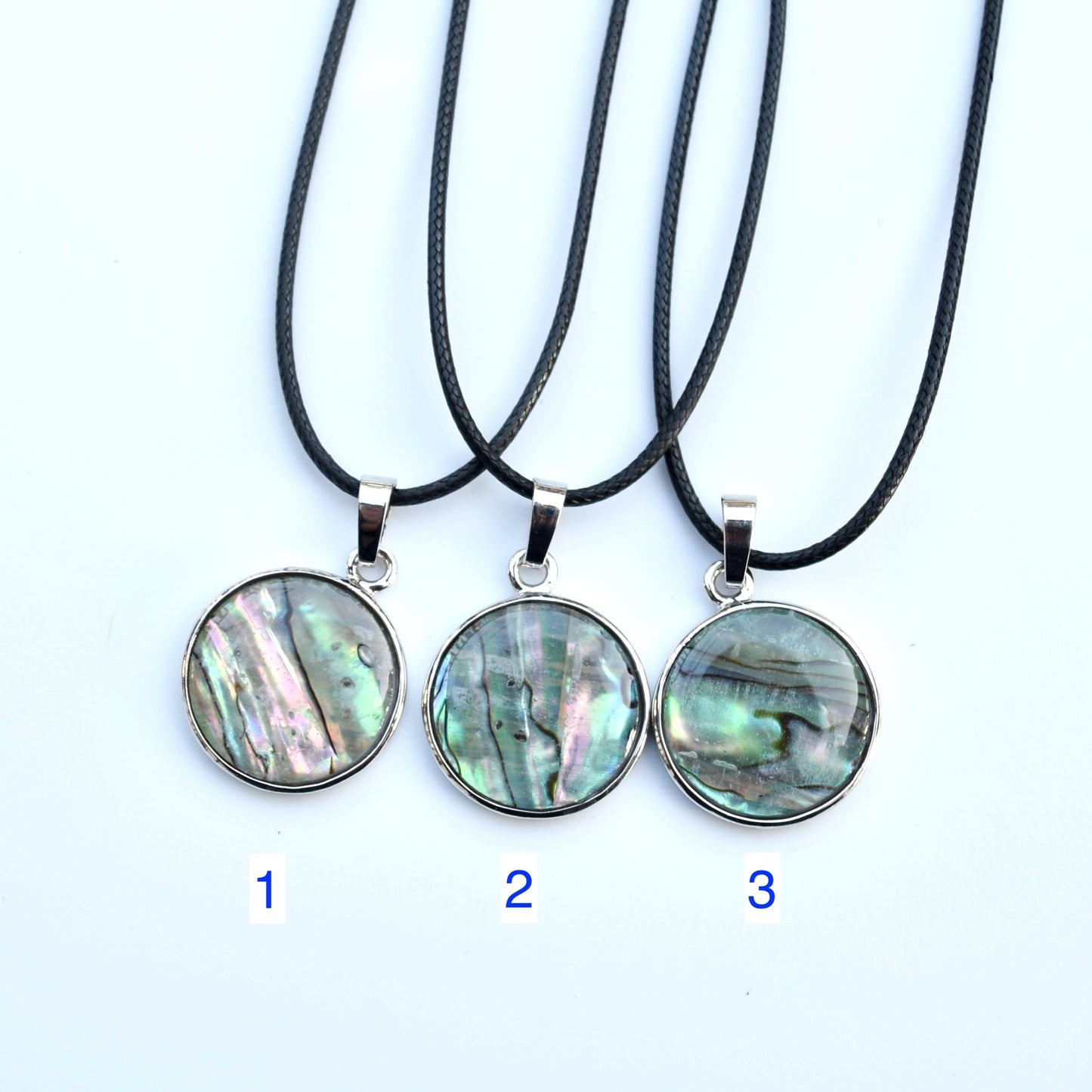 Abalone Shell Circle Charm Silver Necklace