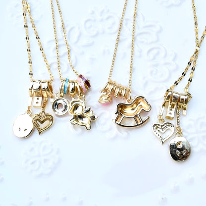 Enamel Horse Rose Charm Necklace - Oiling Painting Vintage Style