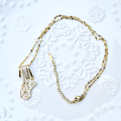 Enamel Horse Rose Charm Necklace - Oiling Painting Vintage Style