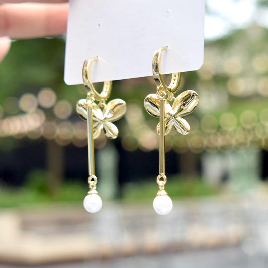 Purple Enamel Butterfly Tassel  Earrings