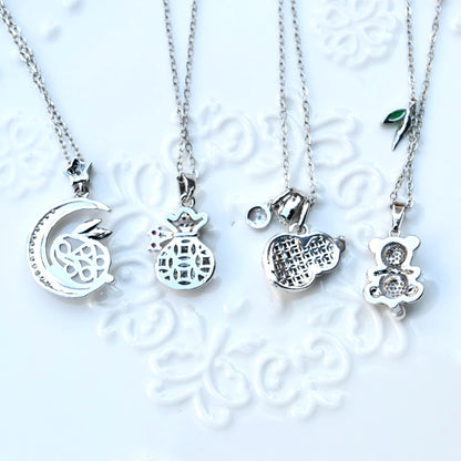 Chinese Fortune Charm Necklace - Rabbit Panda Gourd Pocket Style - Stainless Steel Necklace