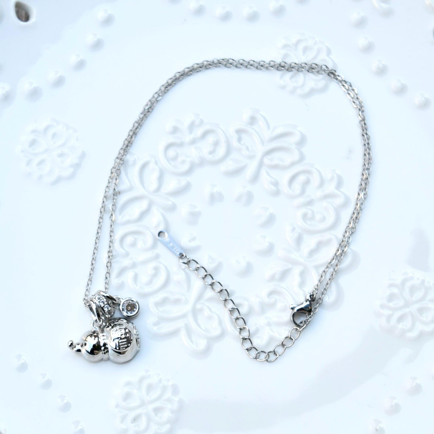 Chinese Fortune Charm Necklace - Rabbit Panda Gourd Pocket Style - Stainless Steel Necklace