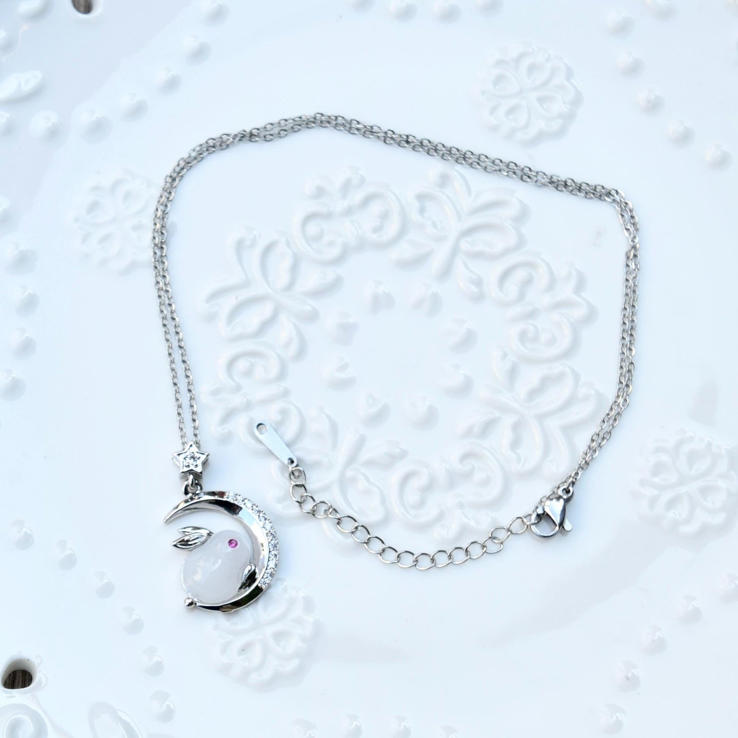 Chinese Fortune Charm Necklace - Rabbit Panda Gourd Pocket Style - Stainless Steel Necklace