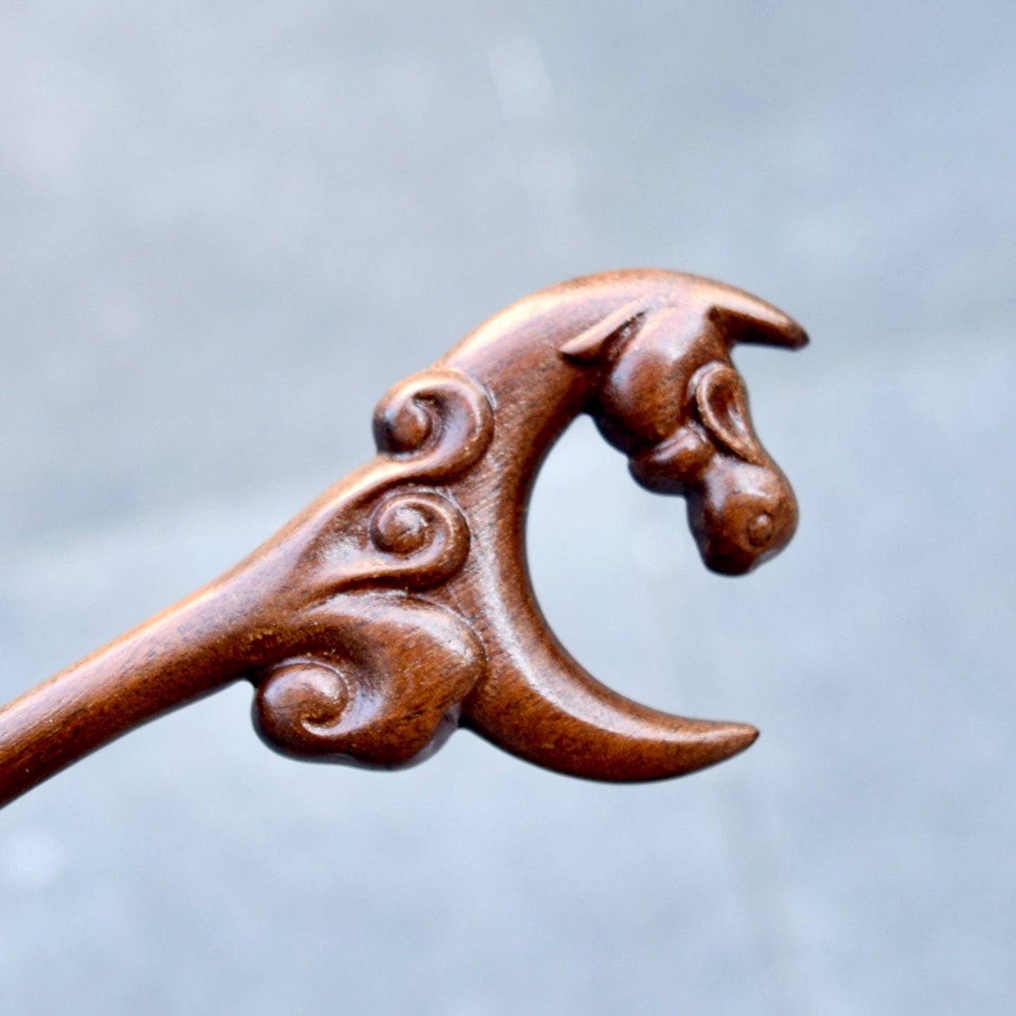 Moon Rabbit Wood Hair Stick - Chinese Hairpin