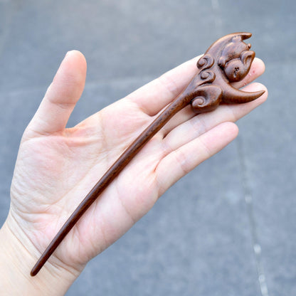 Moon Rabbit Wood Hair Stick - Chinese Hairpin