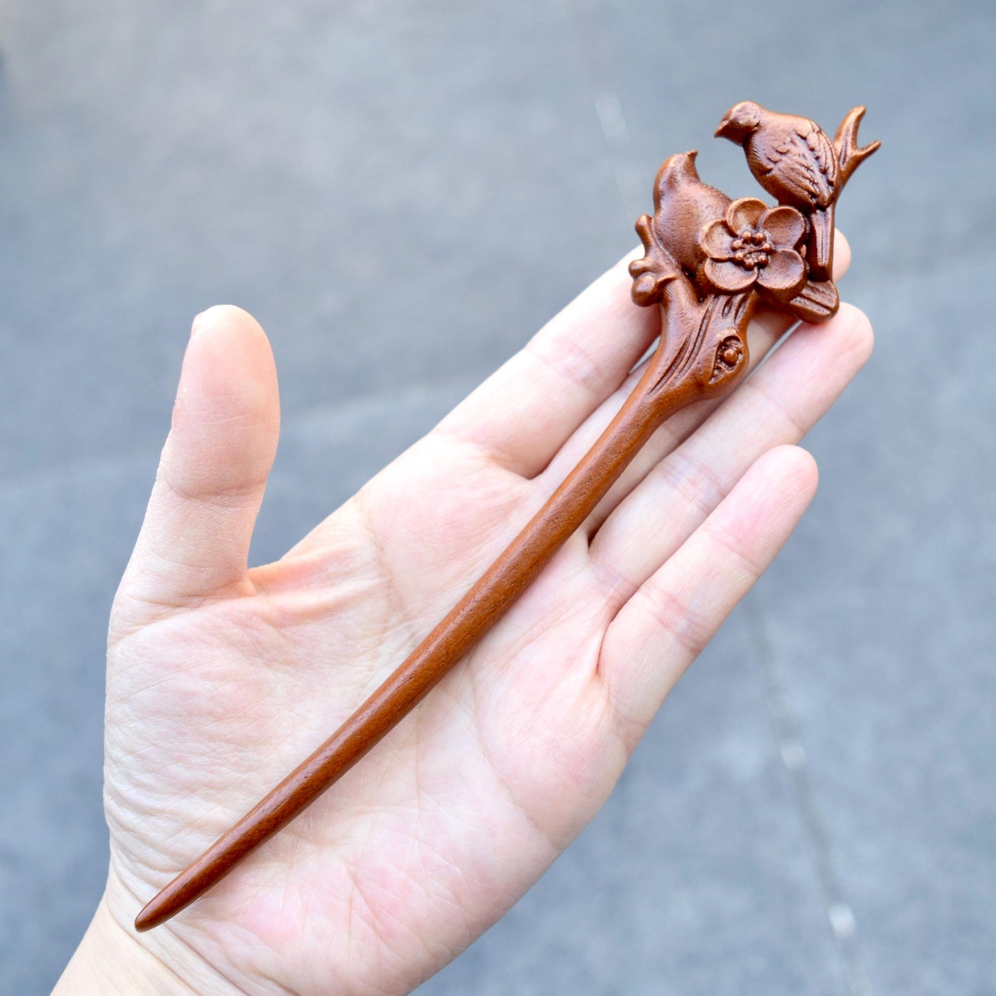 Magpie Plum Blossom Wood Hair Stick - Chinese Hairpin 喜上眉梢