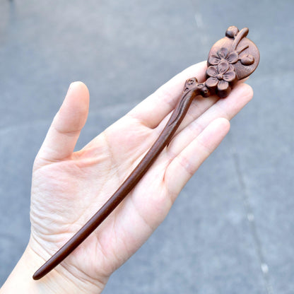 Moon Plum Blossom Wood Hair Stick - Chinese Hairpin