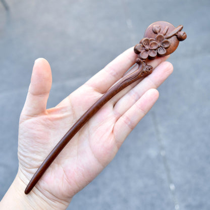 Moon Plum Blossom Wood Hair Stick - Chinese Hairpin