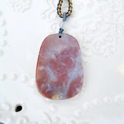 Lotus Fish Rope Necklace - Purple Ocean Agate