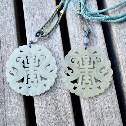 Longevity Circle Large Pendant Necklace - 岫玉壽吊墜