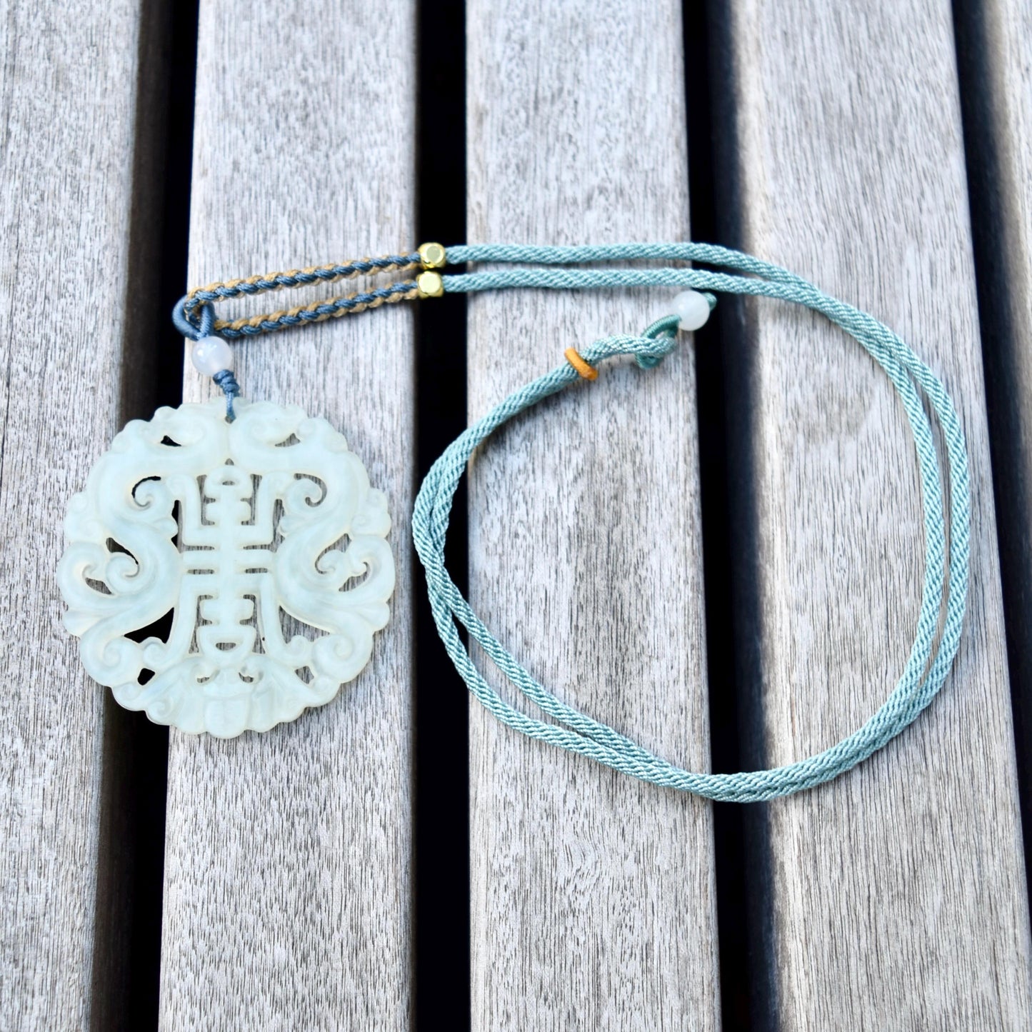 Longevity Circle Large Pendant Necklace - 岫玉壽吊墜