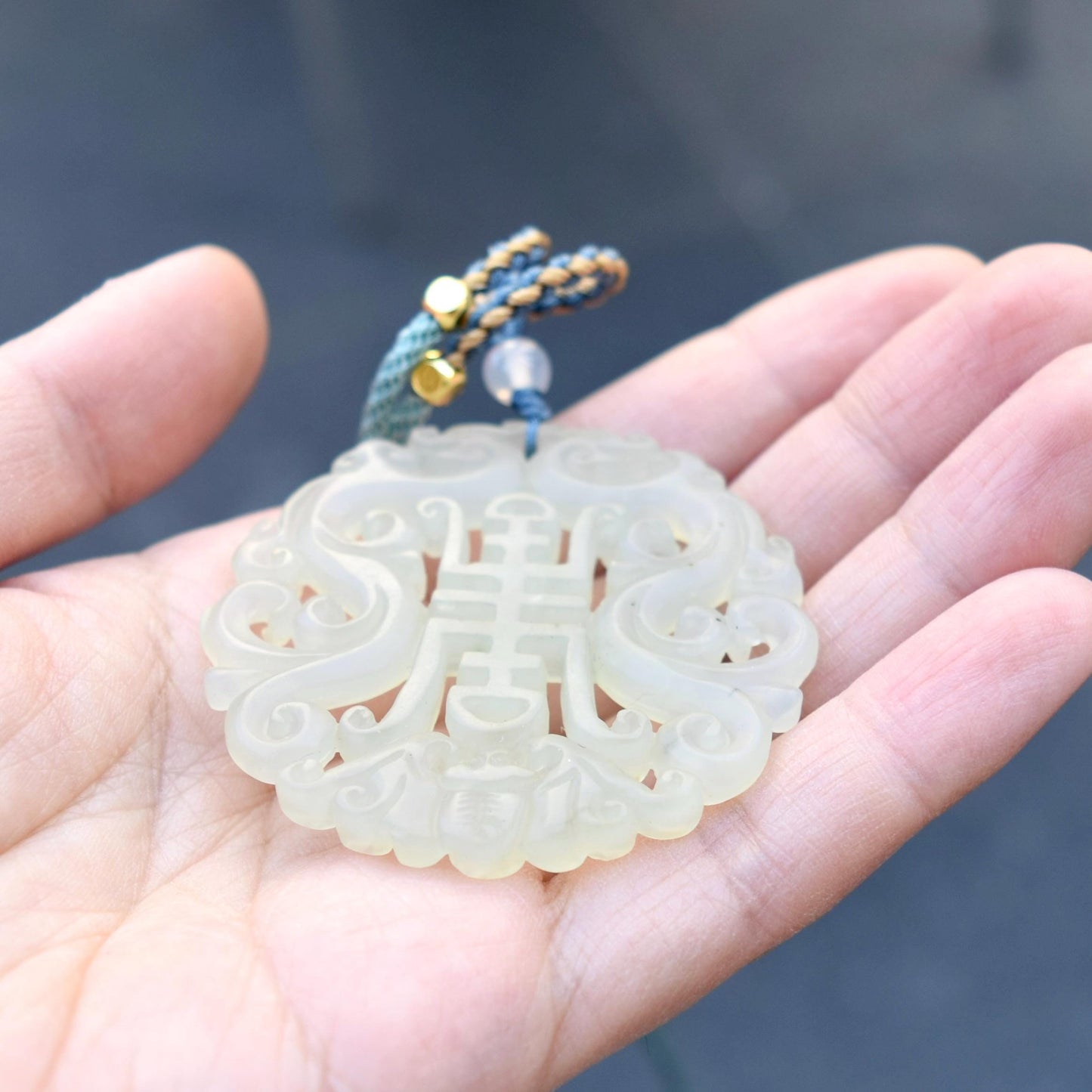 Longevity Circle Large Pendant Necklace - 岫玉壽吊墜