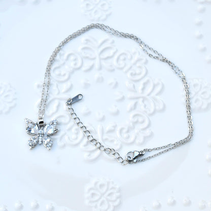 Colorful Crystal Butterfly Necklace - Stainless Steel Necklace
