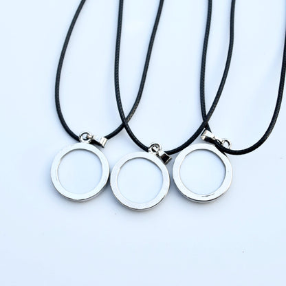 Abalone Shell Circle Charm Silver Necklace