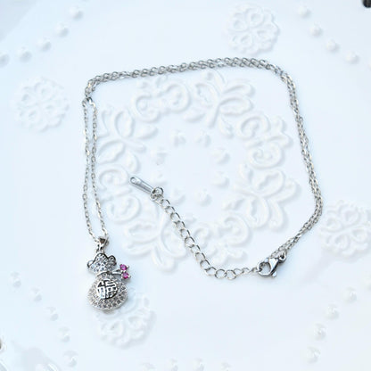 Chinese Fortune Charm Necklace - Rabbit Panda Gourd Pocket Style - Stainless Steel Necklace