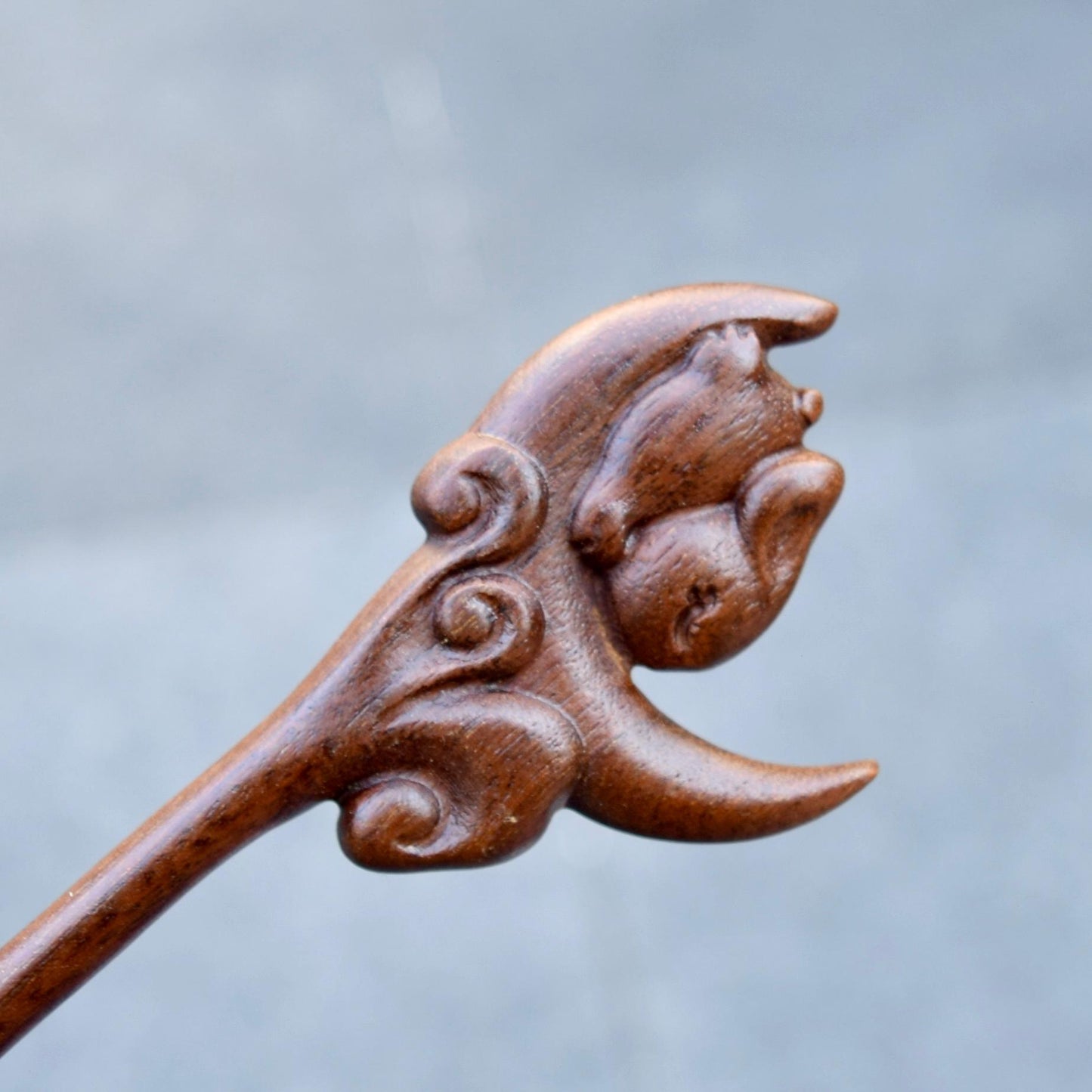 Moon Rabbit Wood Hair Stick - Chinese Hairpin