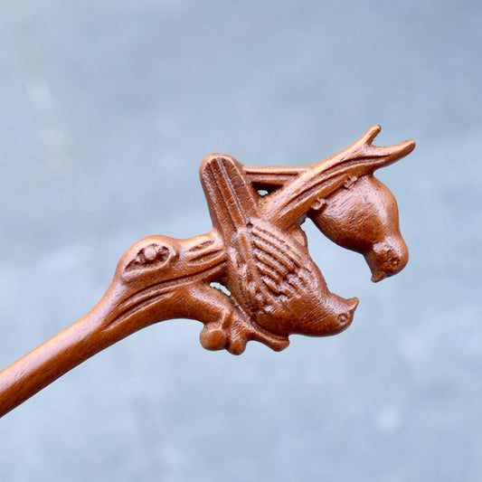 Magpie Plum Blossom Wood Hair Stick - Chinese Hairpin 喜上眉梢