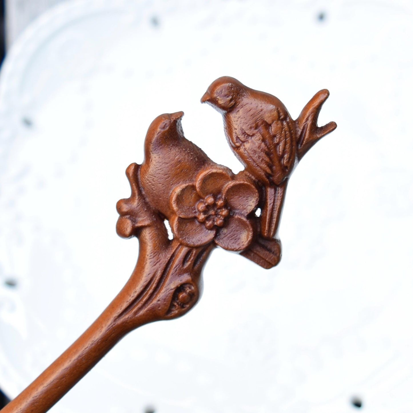 Magpie Plum Blossom Wood Hair Stick - Chinese Hairpin 喜上眉梢