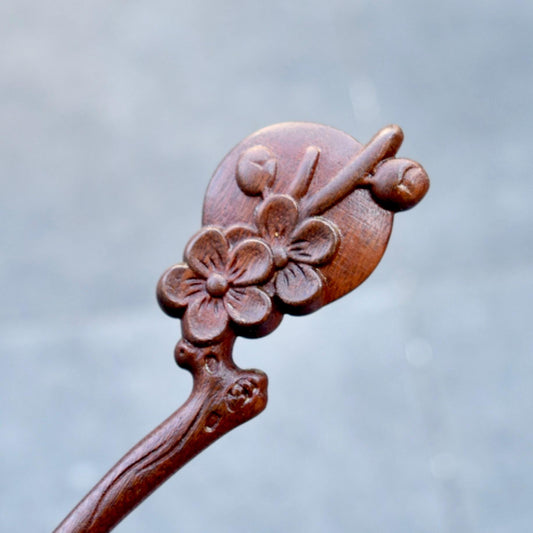 Moon Plum Blossom Wood Hair Stick - Chinese Hairpin