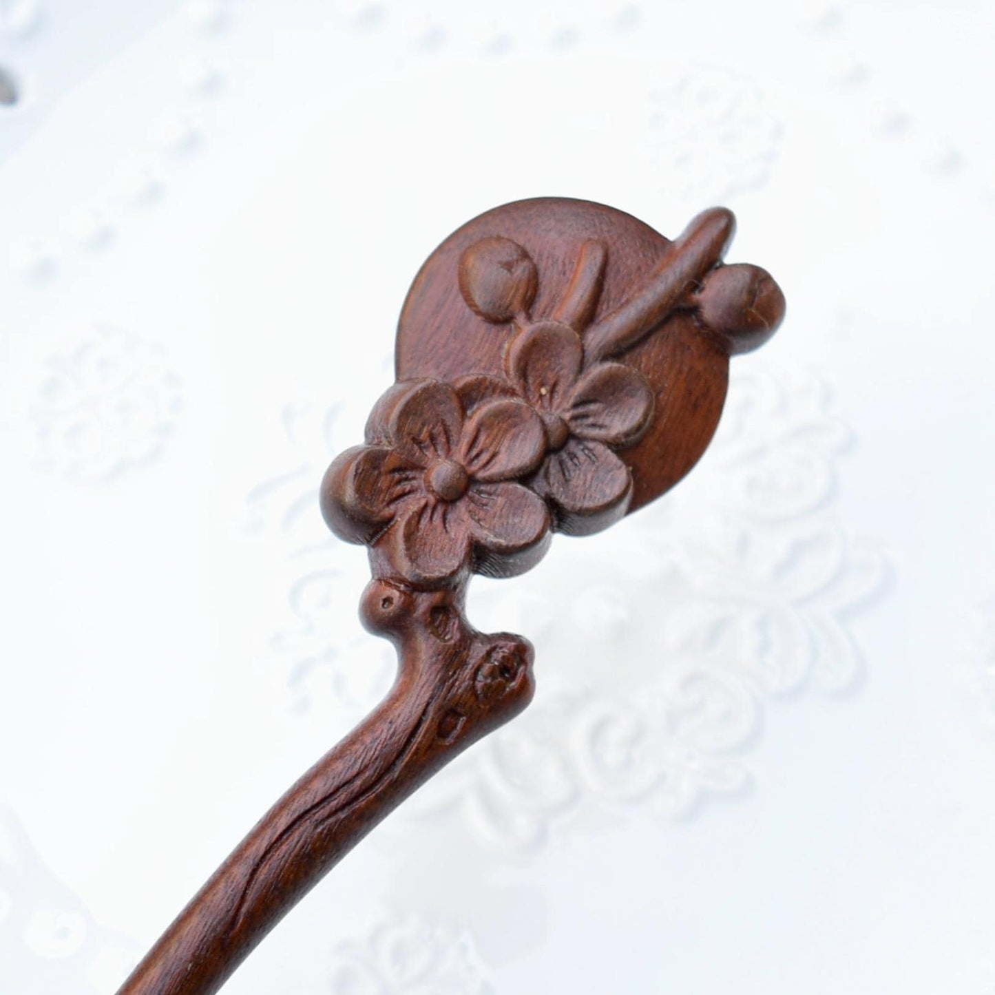 Moon Plum Blossom Wood Hair Stick - Chinese Hairpin