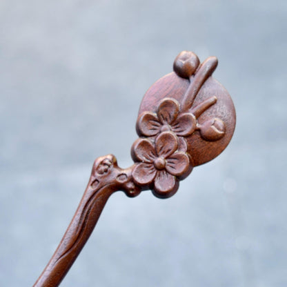 Moon Plum Blossom Wood Hair Stick - Chinese Hairpin