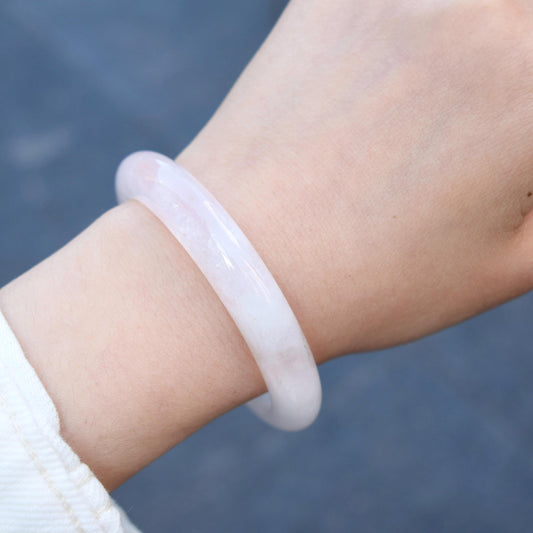 54.8 mm Rose Quartz Bangle Bracelet - Light Pink - Natural Crystal Bracelet