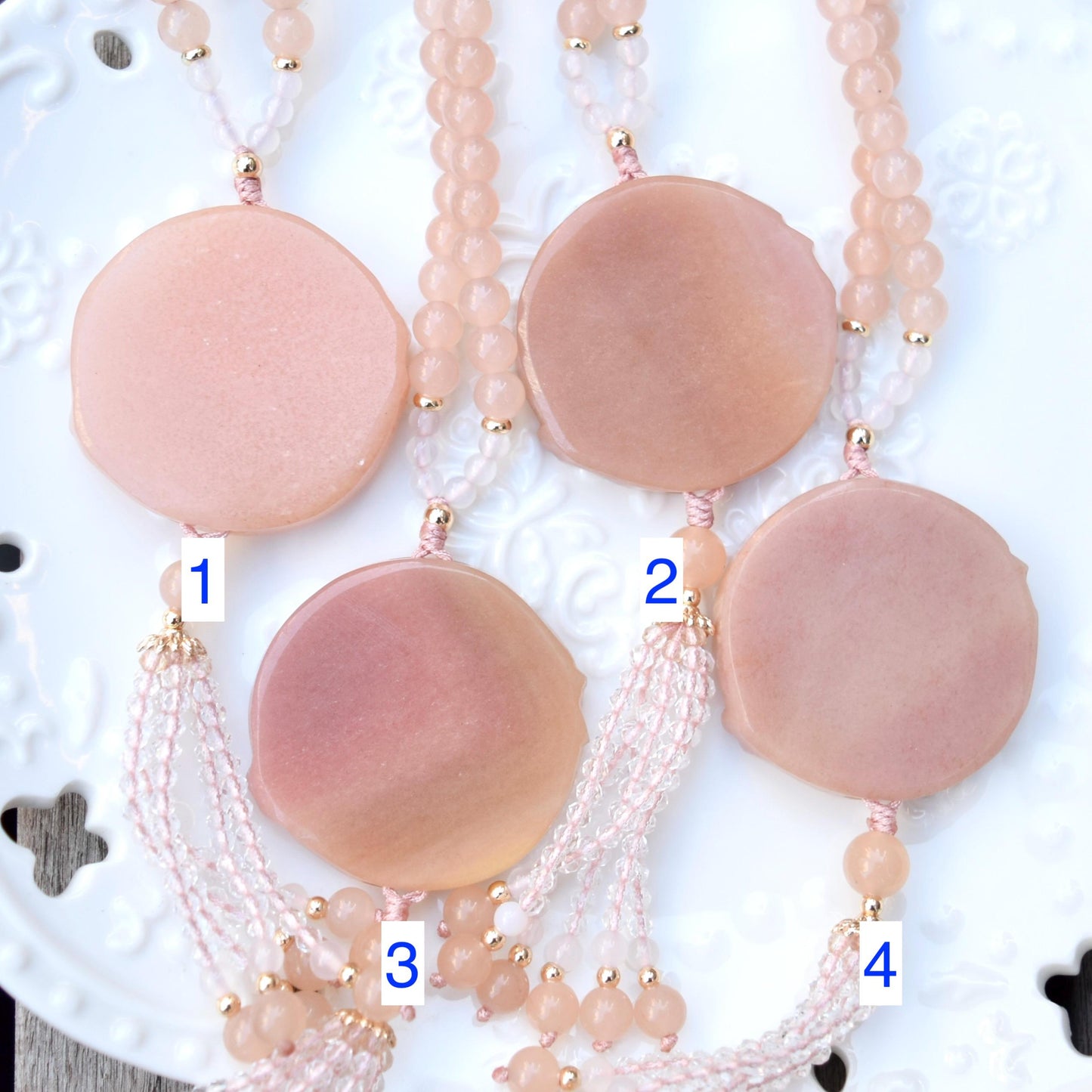 Flora Rabbit Necklace - Orange Quartz Jade Beaded Chain