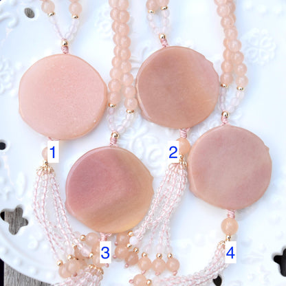 Flora Rabbit Necklace - Orange Quartz Jade Beaded Chain