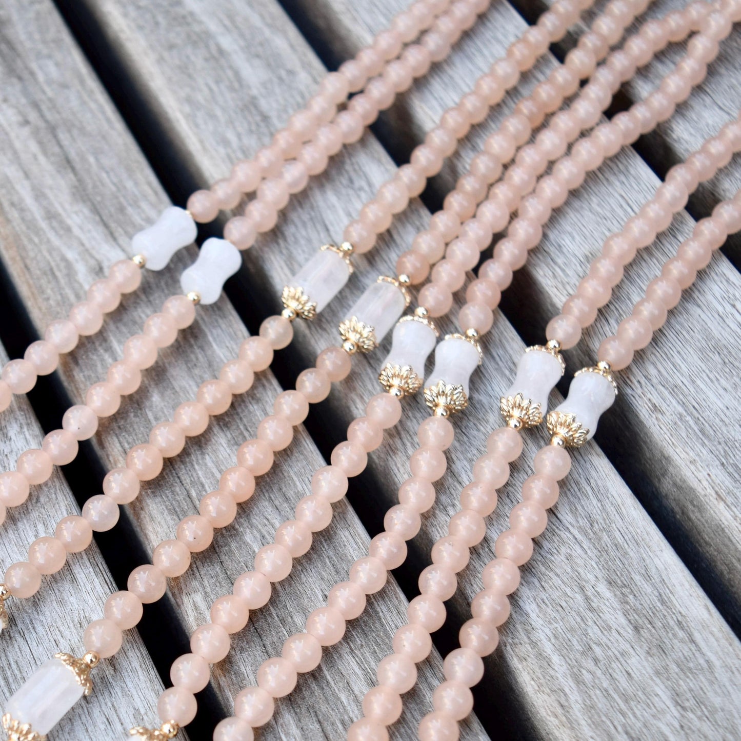 Flora Rabbit Necklace - Orange Quartz Jade Beaded Chain