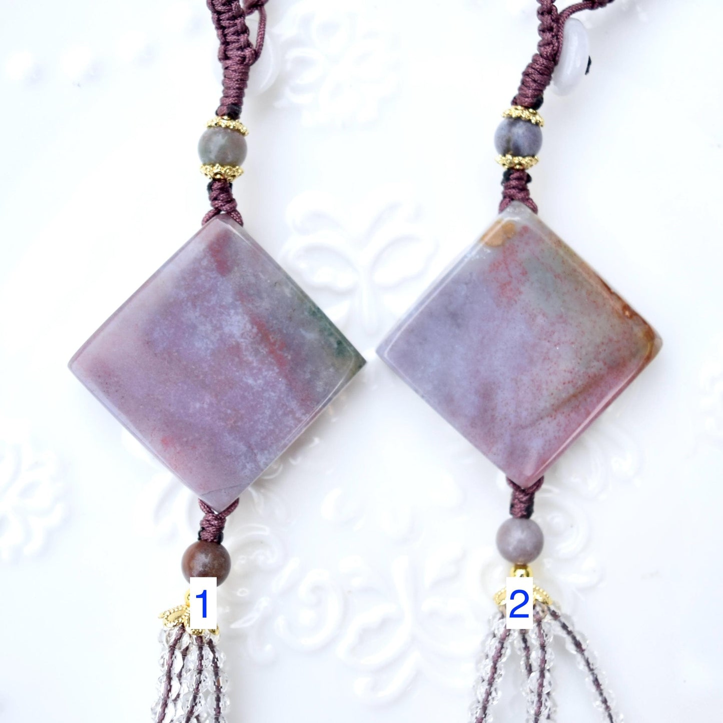 Purple Butterfly Keychain Bag Charm - Ocean Jasper