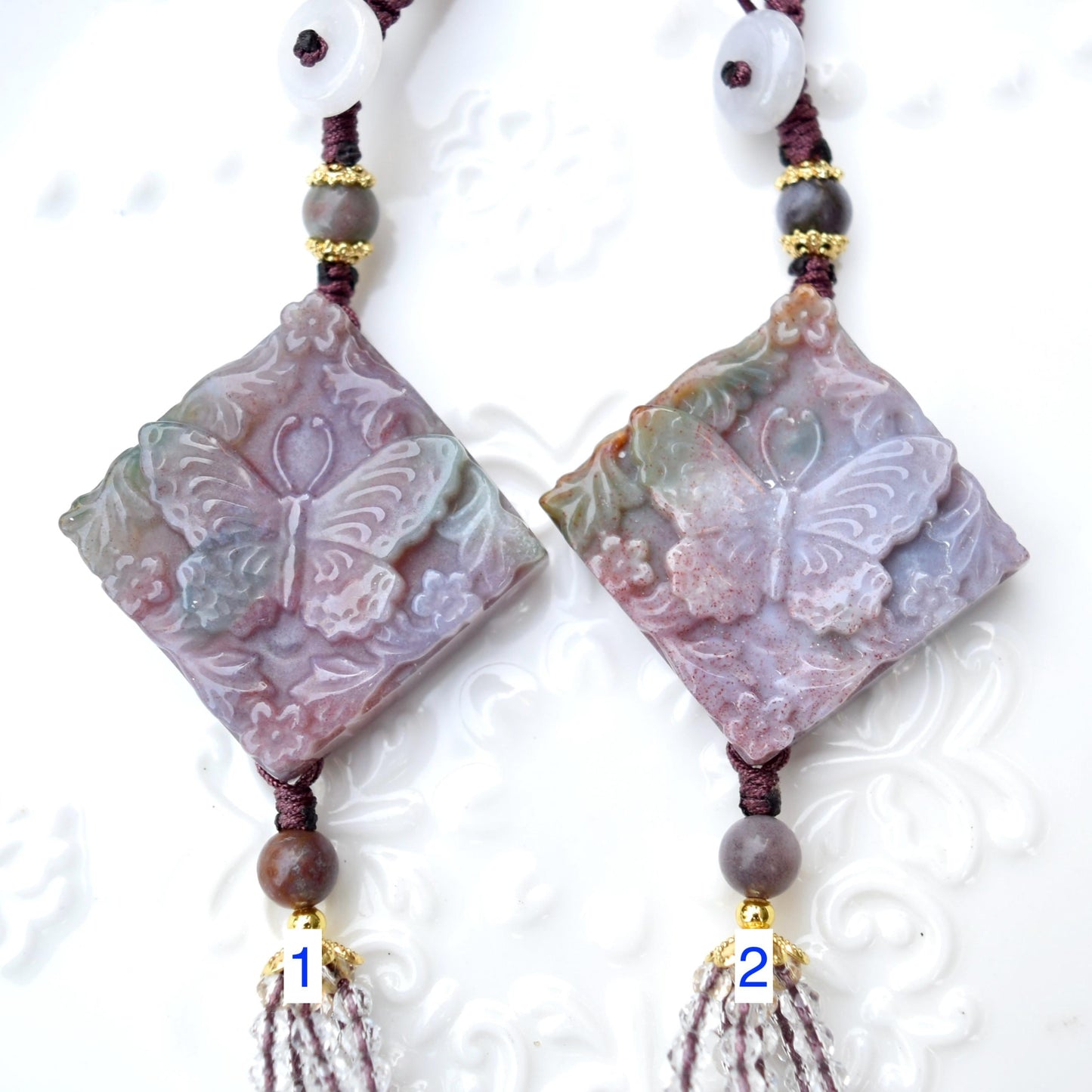 Purple Butterfly Keychain Bag Charm - Ocean Jasper