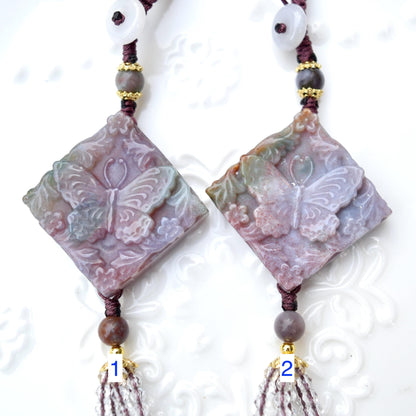 Purple Butterfly Keychain Bag Charm - Ocean Jasper