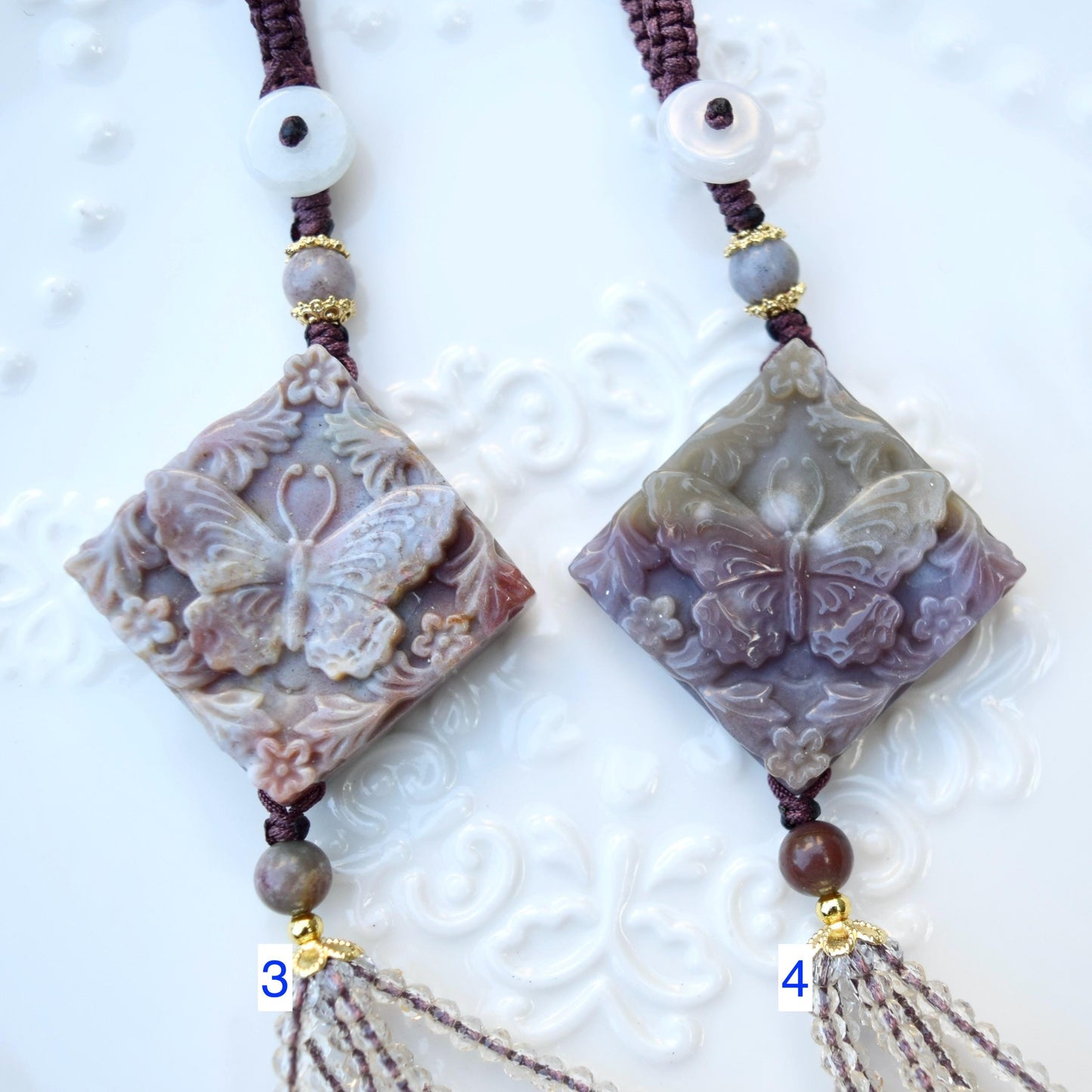 Purple Butterfly Keychain Bag Charm - Ocean Jasper