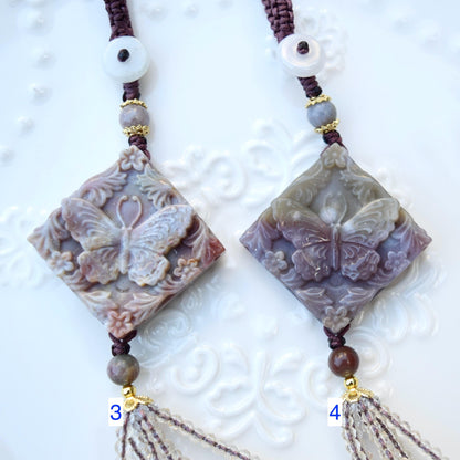 Purple Butterfly Keychain Bag Charm - Ocean Jasper