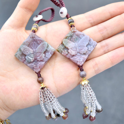 Purple Butterfly Keychain Bag Charm - Ocean Jasper