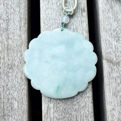 Jadeite Peacock Pendant Rope Necklace - 天然翡翠