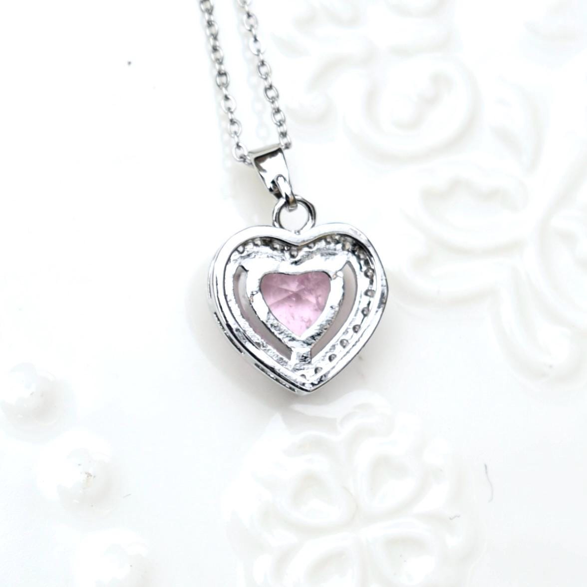 Blue Pink Crystals Pendant Necklace Bracelet - Stainless Steel Golden Neckalce