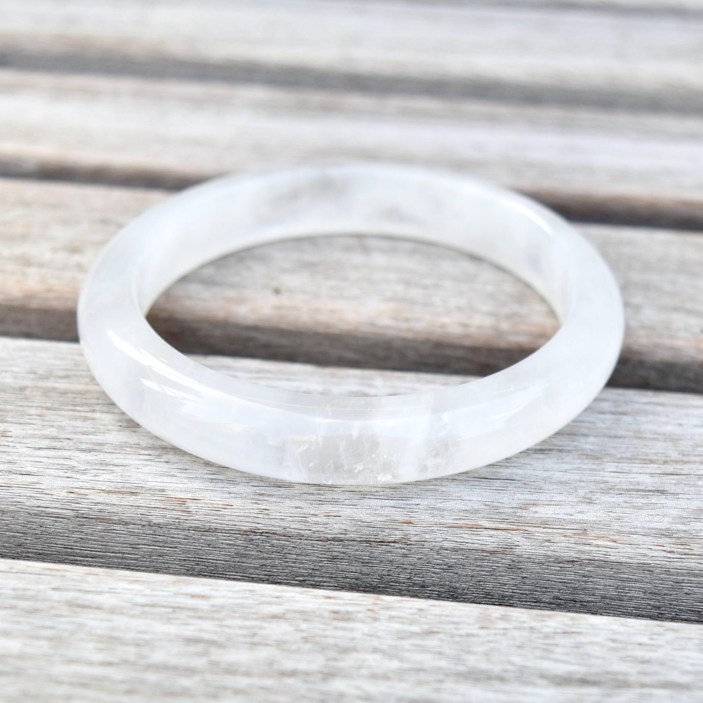 59.1 mm Clear Quartz Bangle - White