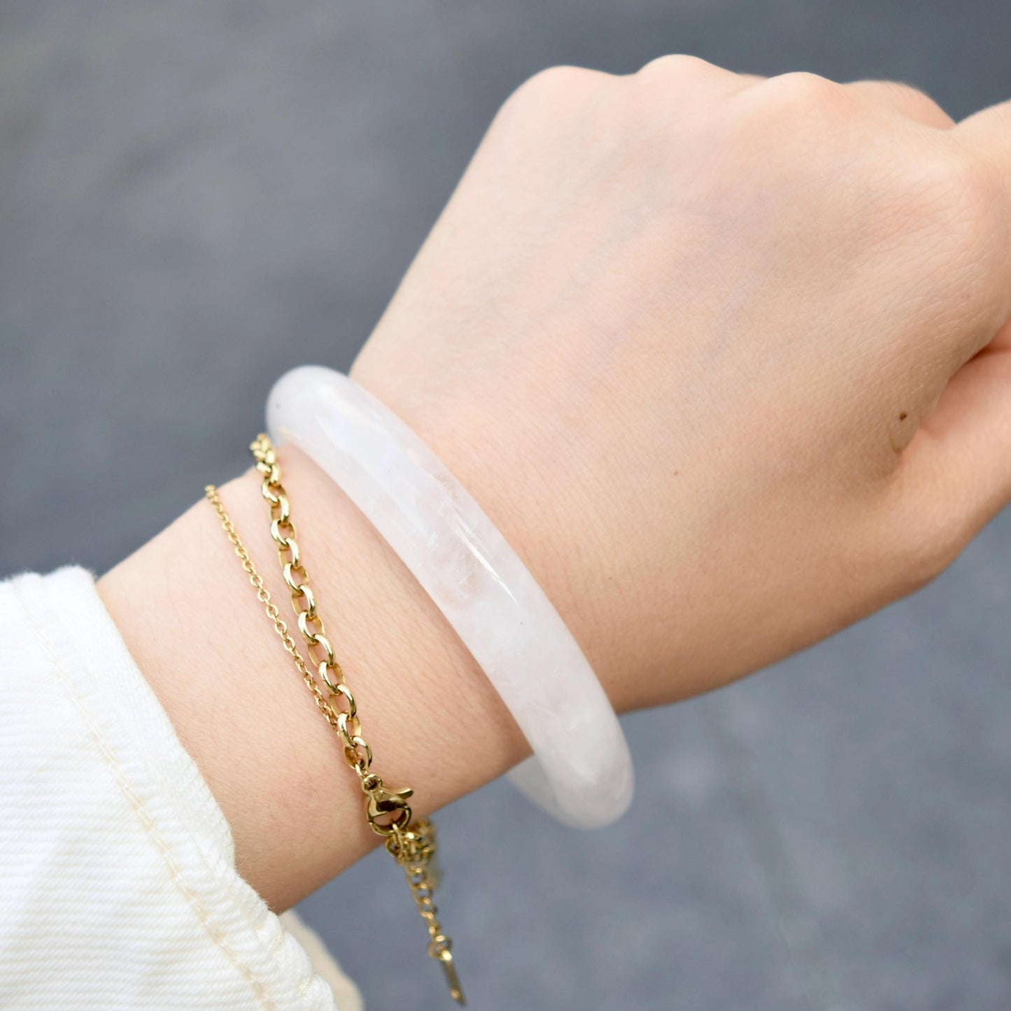 59.1 mm Clear Quartz Bangle - White