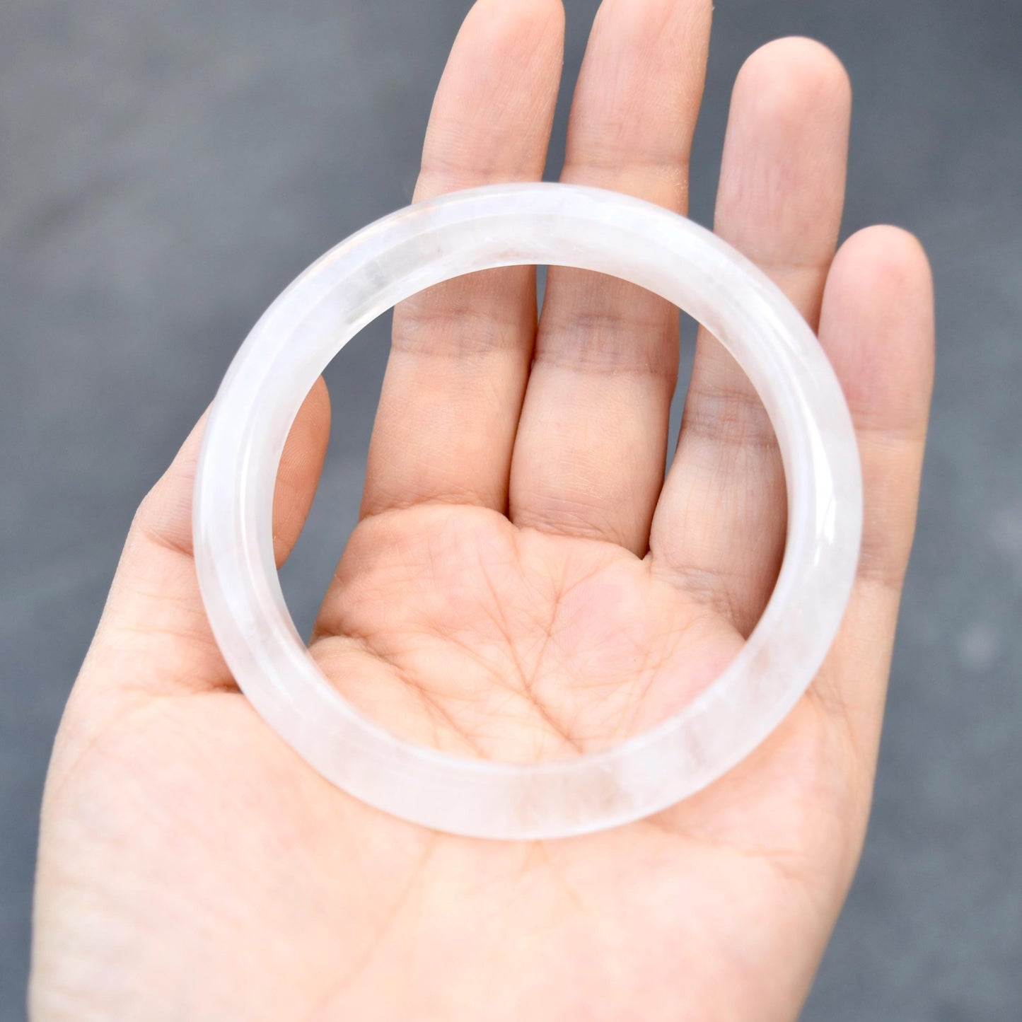 59.1 mm Clear Quartz Bangle - White