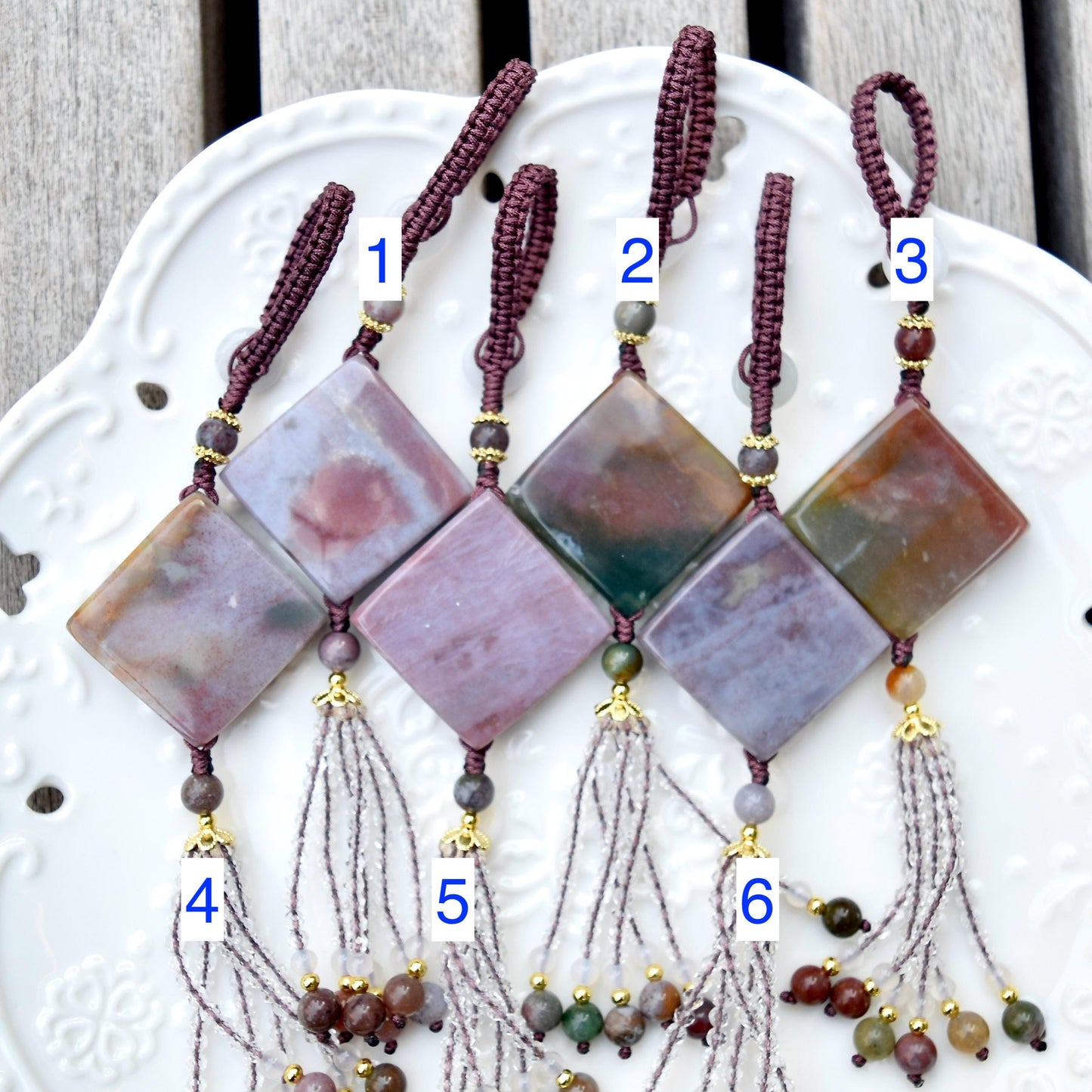 Purple Butterfly Keychain Bag Charm - Ocean Jasper - 6 Styles