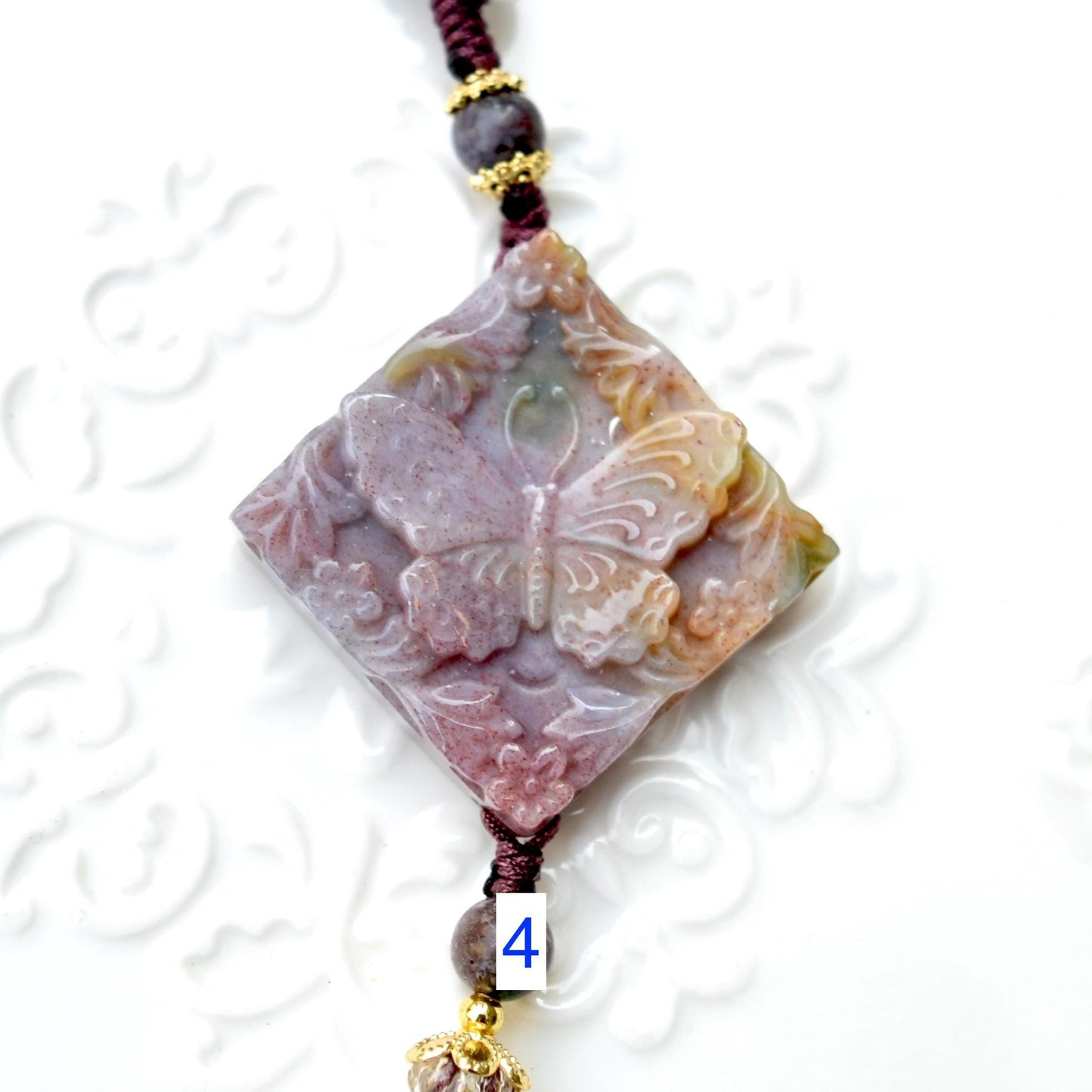 Purple Butterfly Keychain Bag Charm - Ocean Jasper - 6 Styles