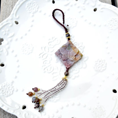 Purple Butterfly Keychain Bag Charm - Ocean Jasper - 6 Styles