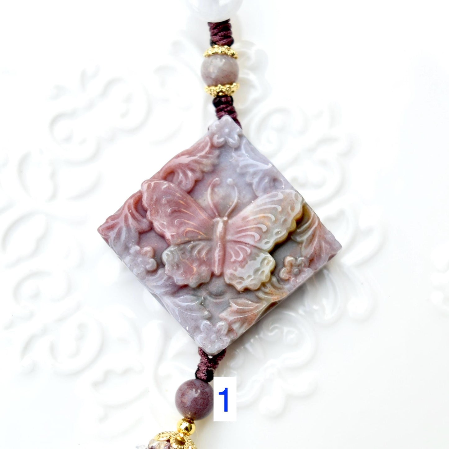 Purple Butterfly Keychain Bag Charm - Ocean Jasper - 6 Styles